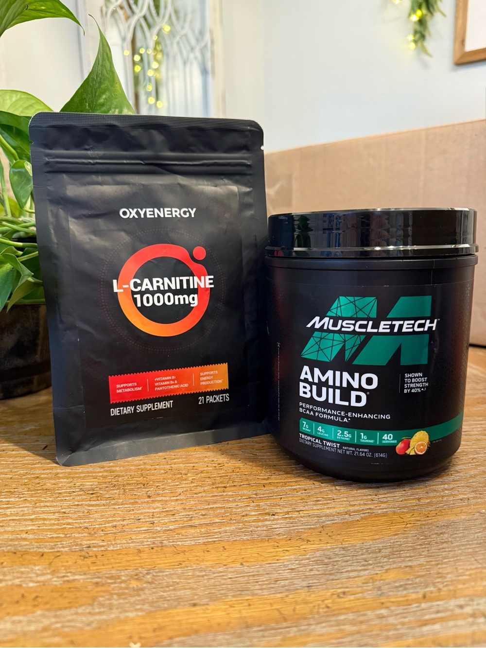 MuscleTech Amino Build 40 Servings + OxyEnergy L-Carnitine 1000mg Bundle